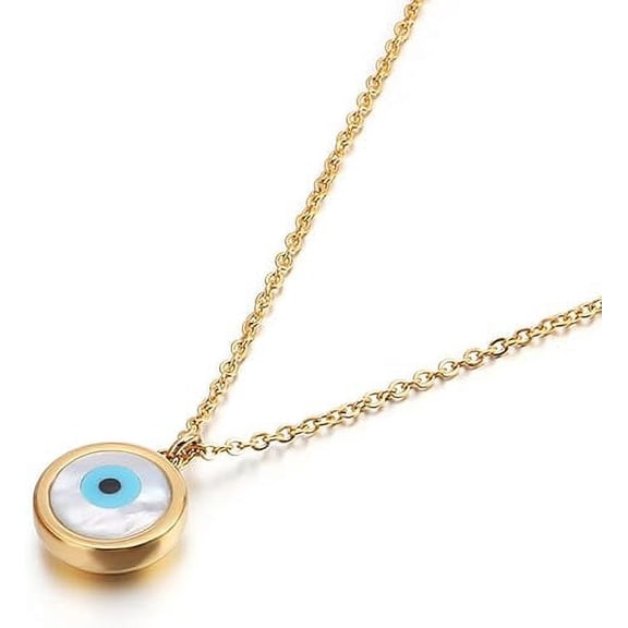 Juniper Treasures 18K Gold Plated Stainless Steel Devil Evil Eye Pendant Necklace OCULI