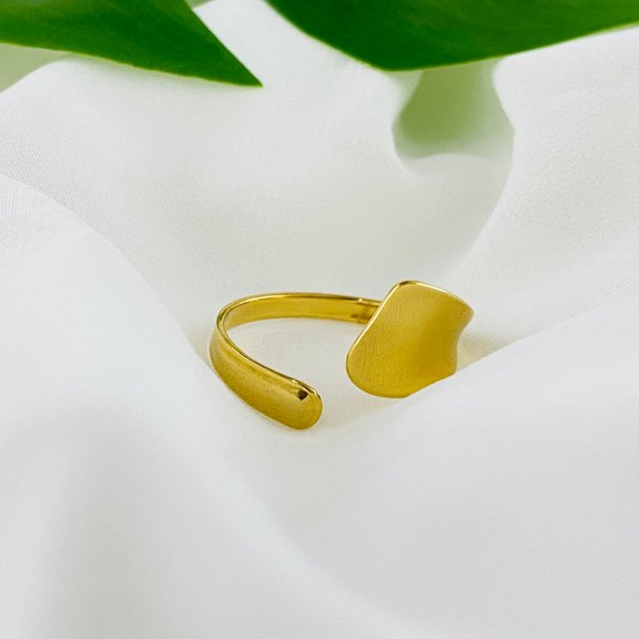 Juniper Treasures 18K Gold Plated Stainless Steel Liquid Melting Metal Open Ring SHENNEA