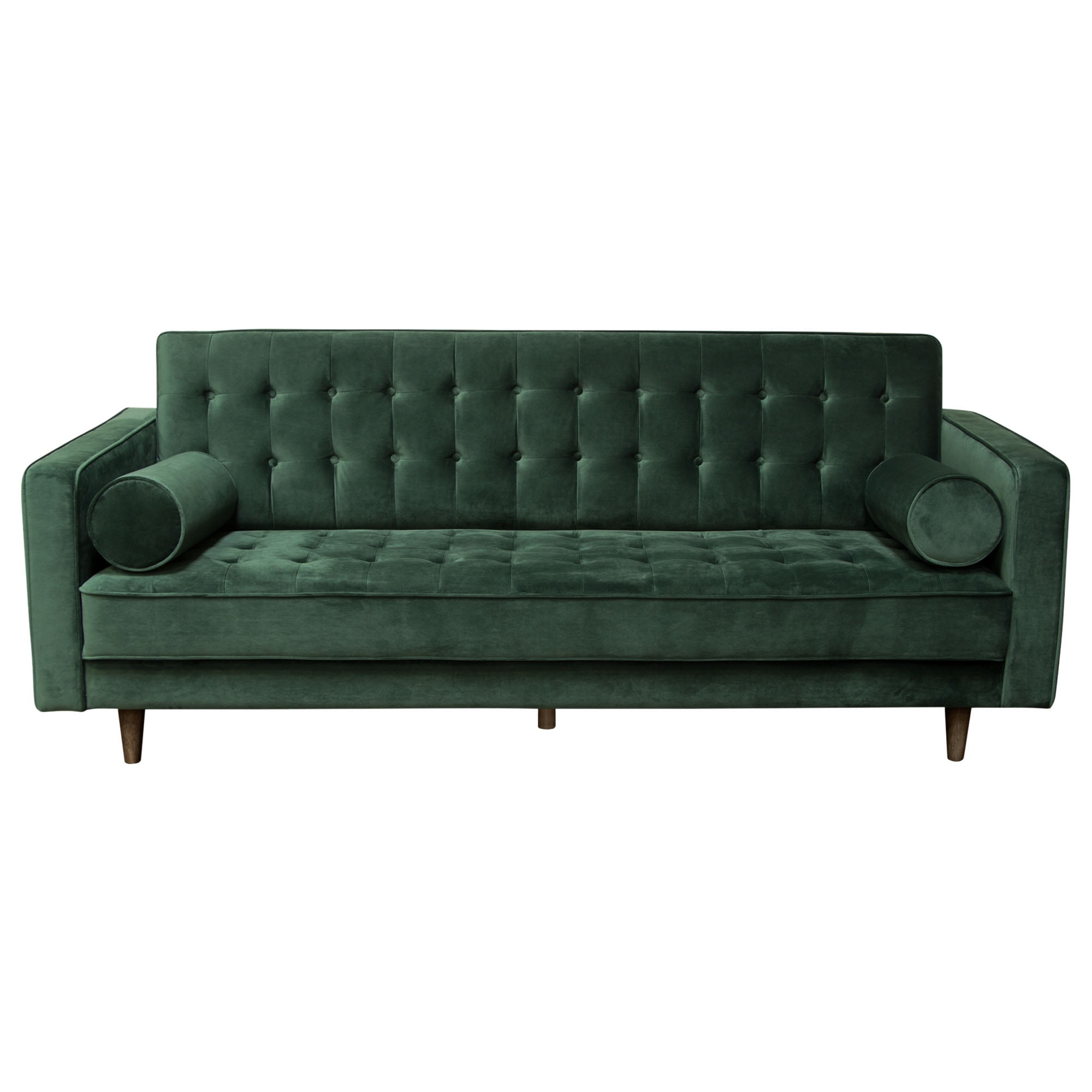 Hunter Green Velvet Tufted 86'' Sofa with Wood Legs