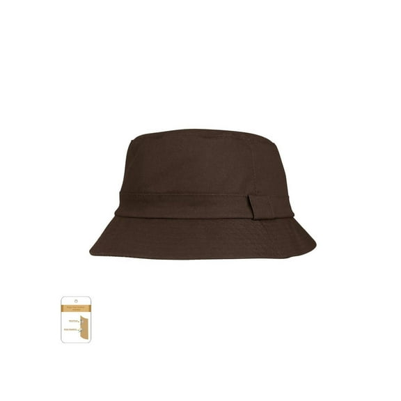 Juniper Unisex Waxed Cotton Canvas Bucket Hat-J9702 - Brown - Large