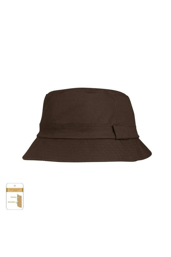 Unisex Waxed Cotton Canvas Bucket Hat-J9702 - Brown - Large