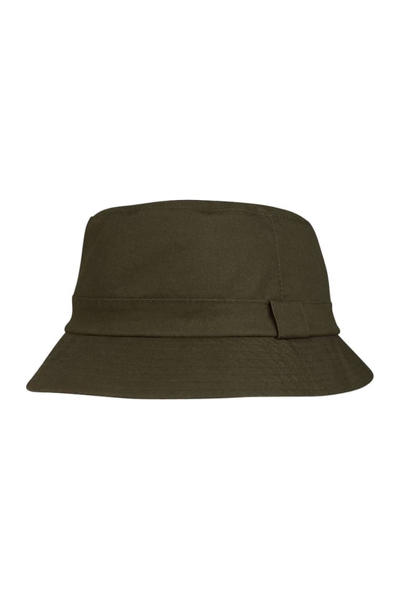 Unisex Waxed Cotton Canvas Bucket Hat-J9702 - Olive - Medium