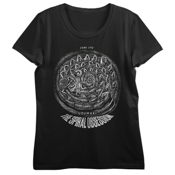 Junji Ito Uzumaki Centipede-Like Creature Manga Art Women's Black Crew Neck Short Sleeve T-shirt-3XL