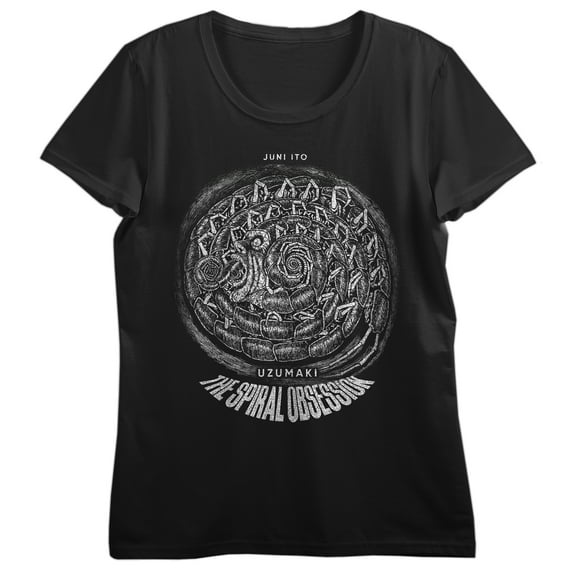 Junji Ito Uzumaki Centipede-Like Creature Manga Art Women's Black Crew Neck Short Sleeve T-shirt-XXL