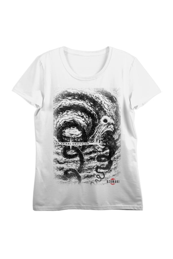 Junji Ito Uzumaki Spiraling Winds Women's White Crew Neck Short Sleeve T-shirt-Medium