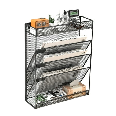 Junjian 5-Tier Black Hanging File Organizer, Wall File Organizer, Office Organizer Holder Rack, Wall Organizer for Office, Folder , Home, Class Room