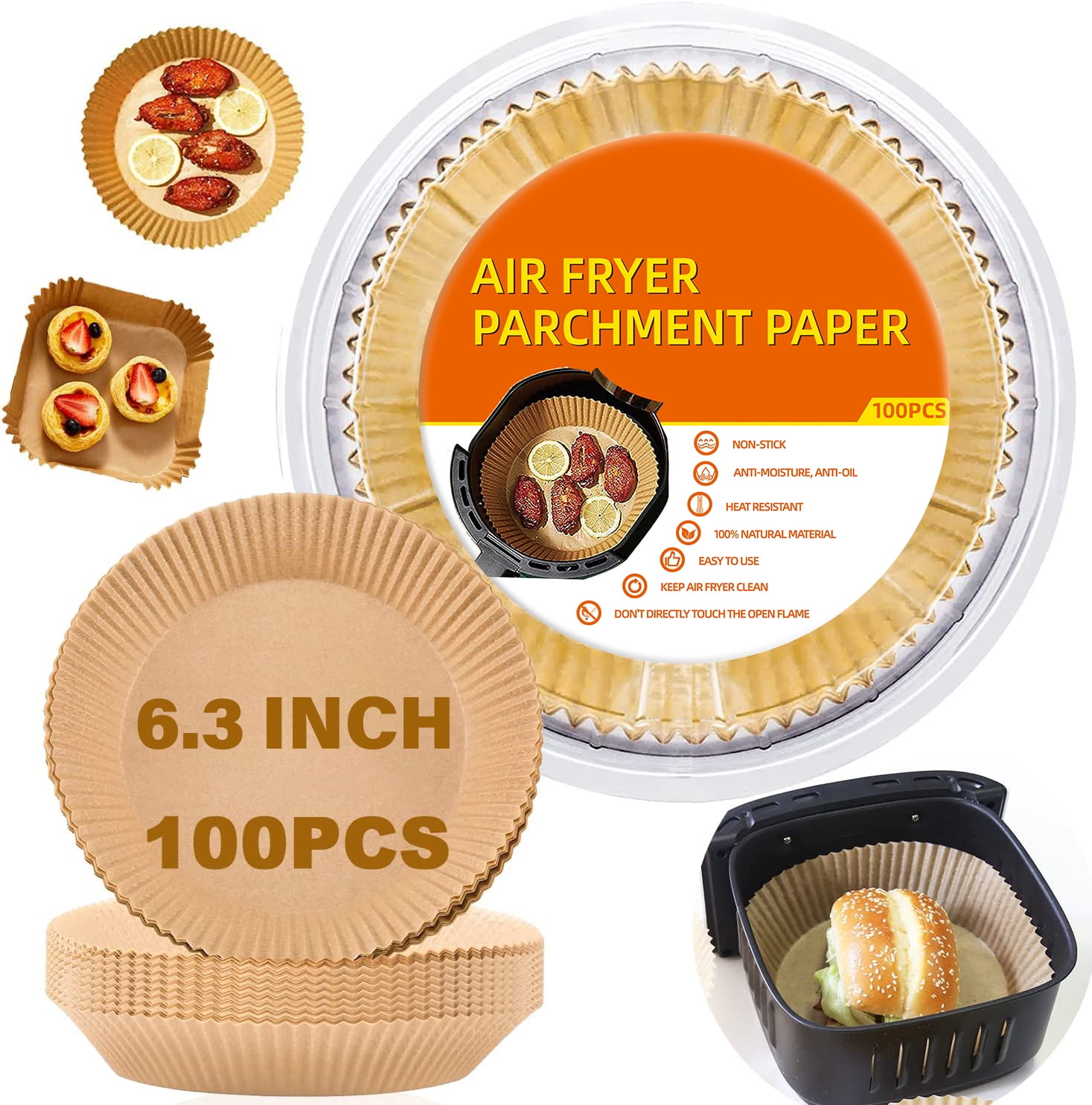 ComfiTime Air Fryer Liners – 6.3” Square Disposable Parchment