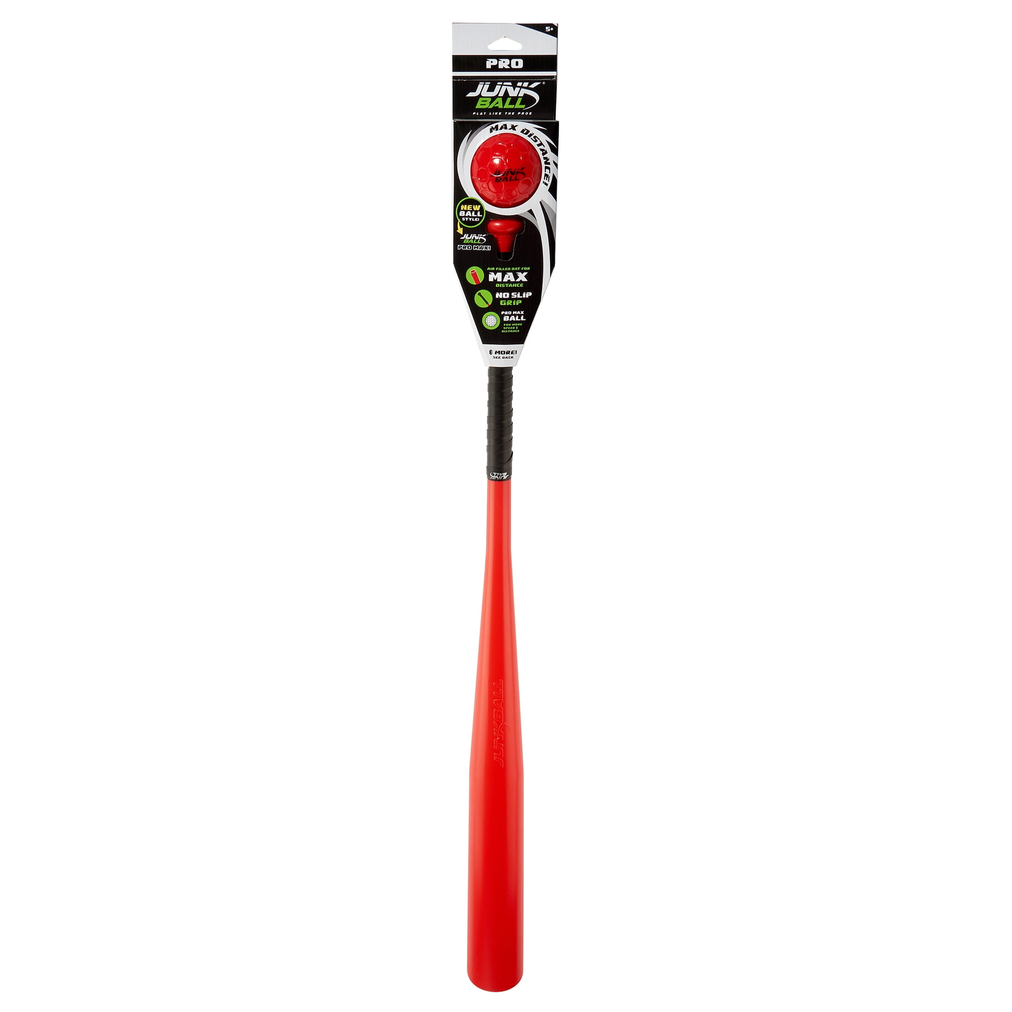 Junk Ball: Pro Series Bat & Ball Set - Assorted Color (Black, Red, Silver) - Backyard Baseball Set, Pro-Style Bat & Max Distance Ball, Outdoor Sports