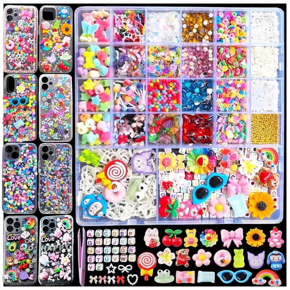Junk Case Charms Kit,Charms for Junk AIS1Cases,4800pcs Junk Phone Case Charm Supplies with Nail Charm Letter Beads Slime Beads Rhinestone Gems Bedazzler Kit Y2K DIY Art Decoration Craft