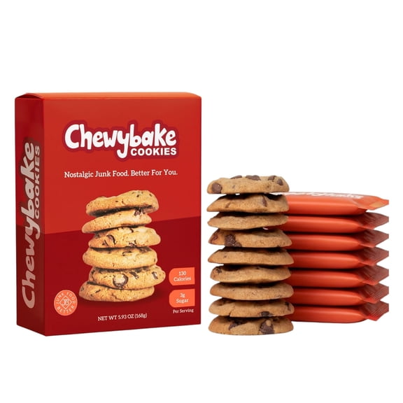 Junk Food Better ChewyBake Cookies Low-Sugar, Healthy Cookies for Adults and Kids High-Fiber, Low Carb Snacks with 65 Calories per Cookie Guilt-Fr