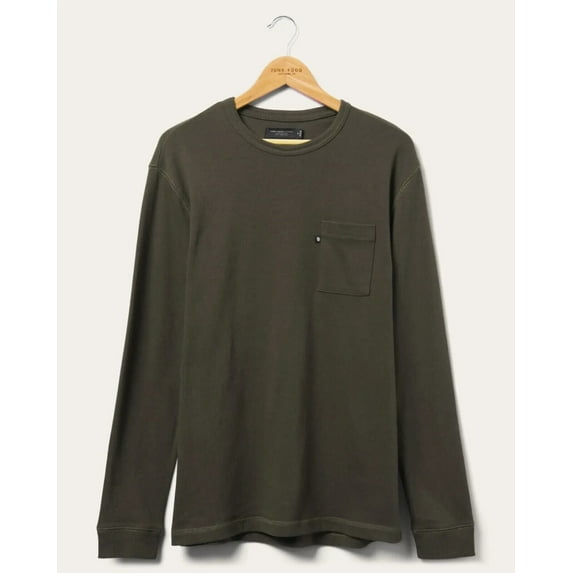 Junk Food Clothing Men's Porter Long Sleeve Boxy Pocket Tee, Vintage Black - Large