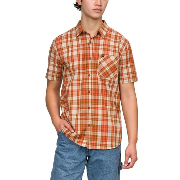 Junk Food Men's Brighton Short Sleeve Woven Shirt Orange  Small