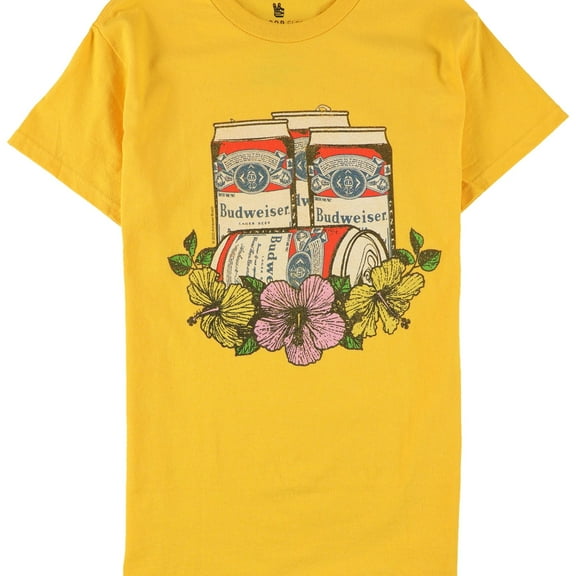 Junk Food Mens Bud Cans & Flowers Graphic T-Shirt, Yellow, X-Large