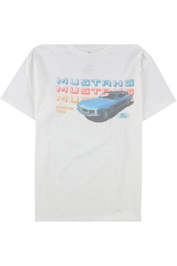 Junk Food Mens Ford Mustang Graphic T-Shirt, White, Medium