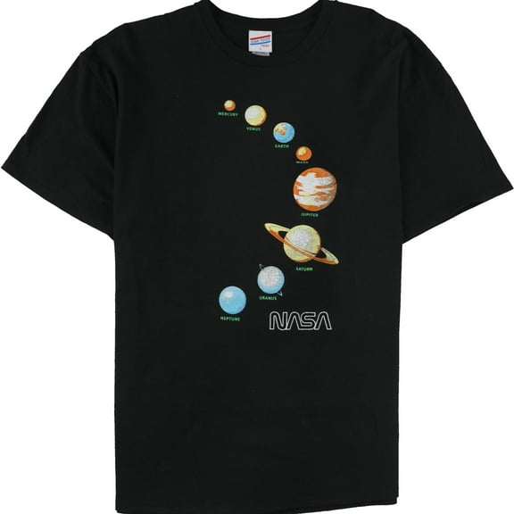 Junk Food Mens Nasa Planets Graphic T-Shirt, Black, X-Small