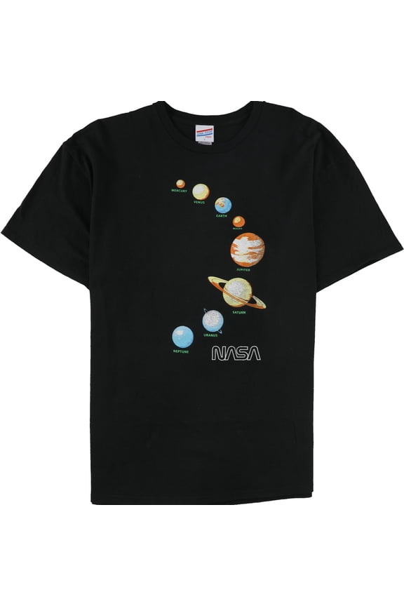 Junk Food Mens Nasa Planets Graphic T-Shirt, Black, X-Small