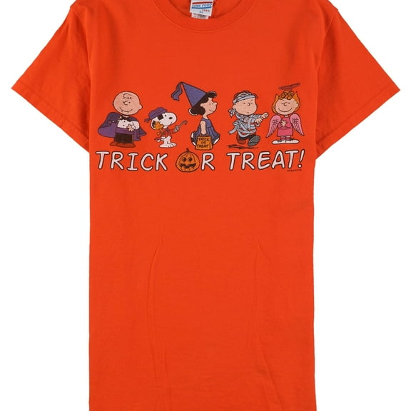 Junk Food Mens Peanuts Trick or Treat Graphic T-Shirt, Orange, Small
