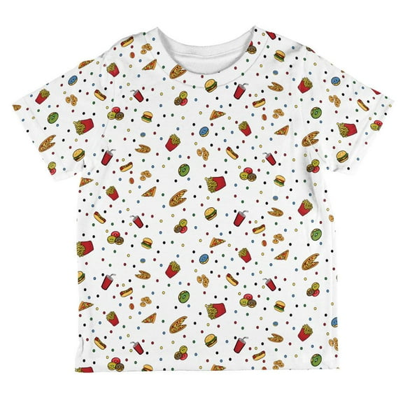 Junk Food Pattern All Over Toddler T Shirt White 6T