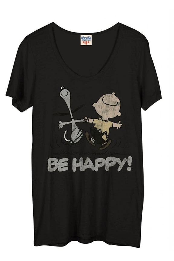 Junk Food Peanuts Be Happy Juniors Blackwash T-Shirt