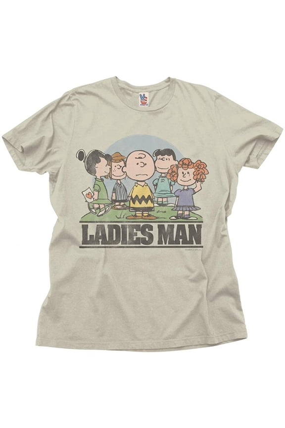 Junk Food Peanuts Ladies Man Adult Silver Gray T-Shirt