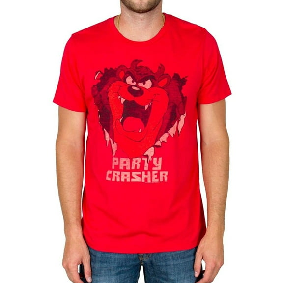 Junk Food Tazmanian Devil Party Crasher Adult Red T-Shirt