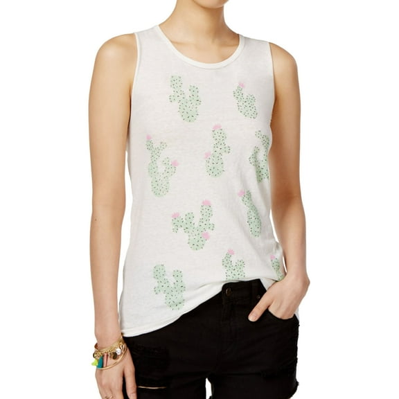 Junk Food Womens Cactus Tank Top, White, Juniors, X-Small