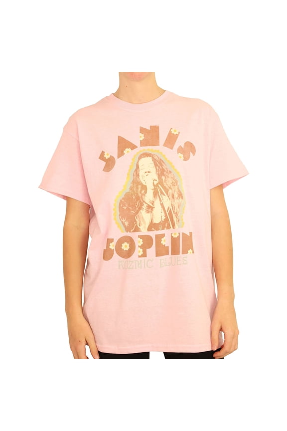 Junk Food Womens Janis Joplin Kozmic Blues Graphic T-Shirt, Pink, Medium