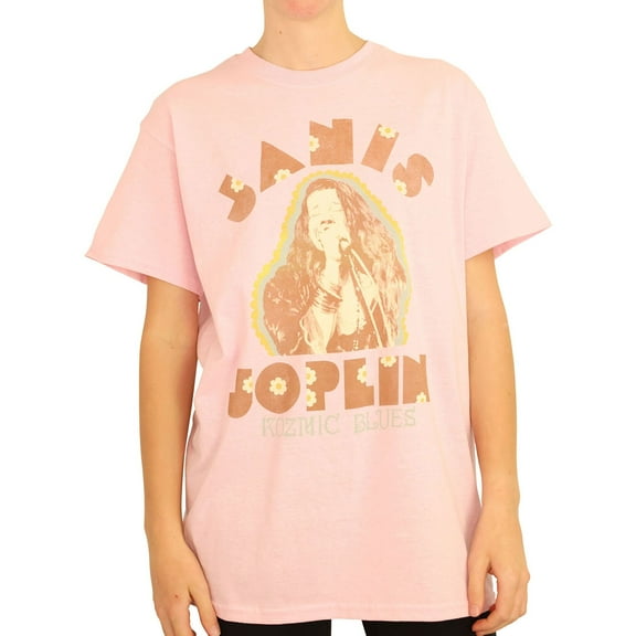 Junk Food Womens Janis Joplin Kozmic Blues Graphic T-Shirt, Pink, Medium