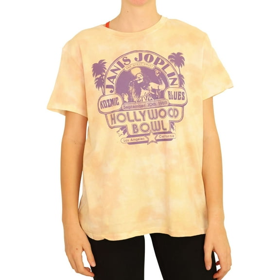 Junk Food Womens Janis Joplin Live Graphic T-Shirt, Beige, Small