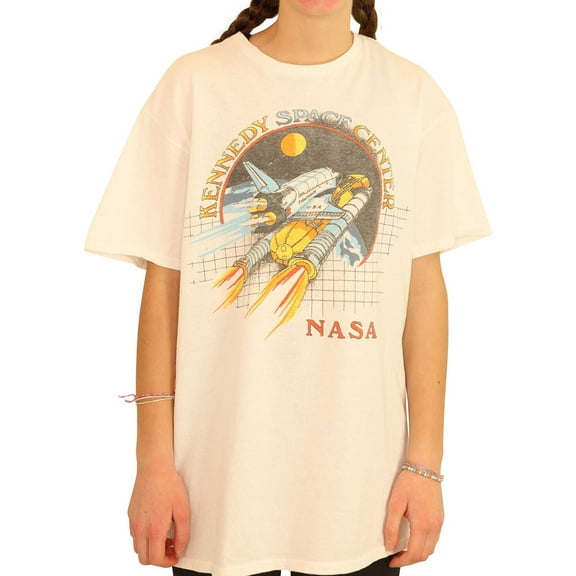 Junk Food Womens NASA Graphic T-Shirt, White, Small