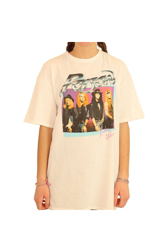 Junk Food Womens Poison Ride The Wind Graphic T-Shirt, White, Small