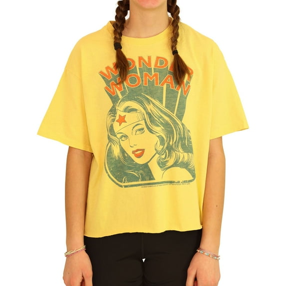 Junk Food Womens Wonder Woman Graphic T-Shirt, Yellow, Small