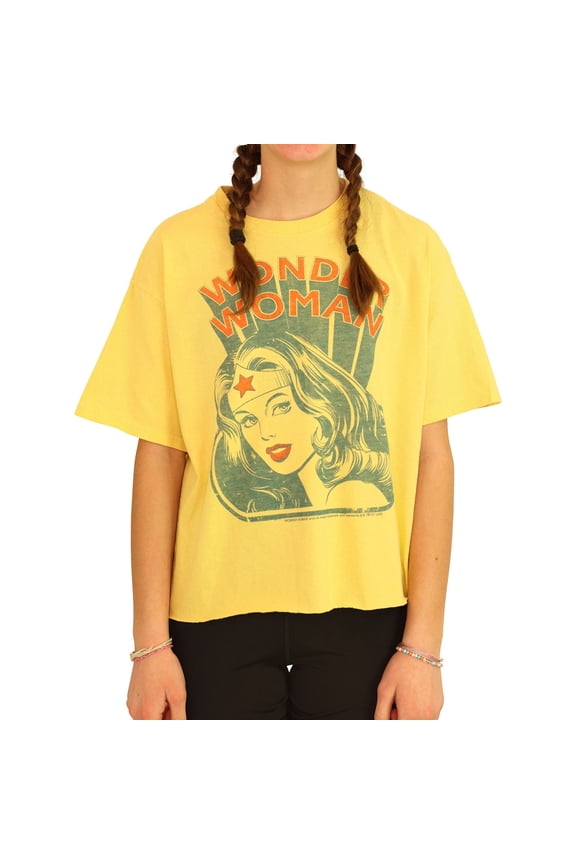 Junk Food Womens Wonder Woman Graphic T-Shirt, Yellow, Small