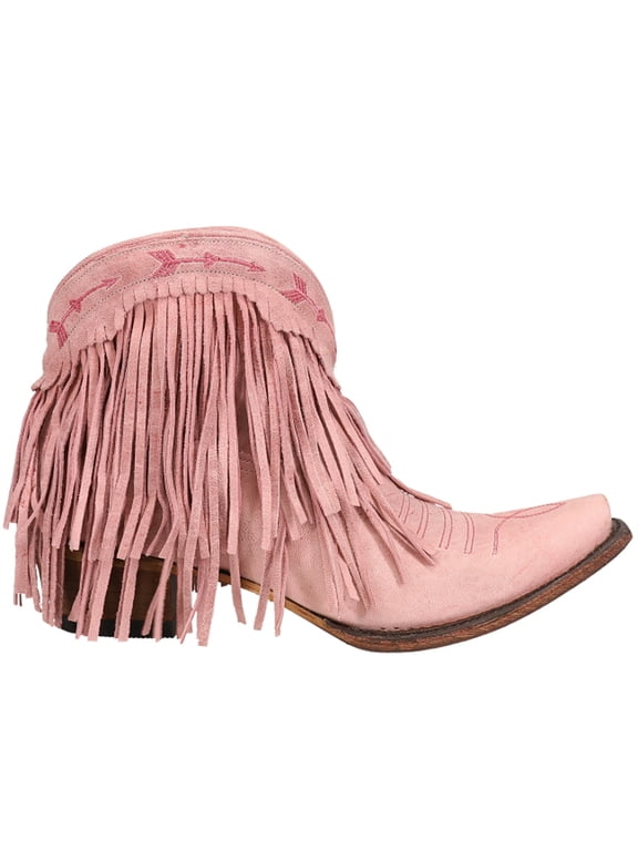 Womens Spitfire Fringe Snip Toe Pull On Cowboy Ankle Boots