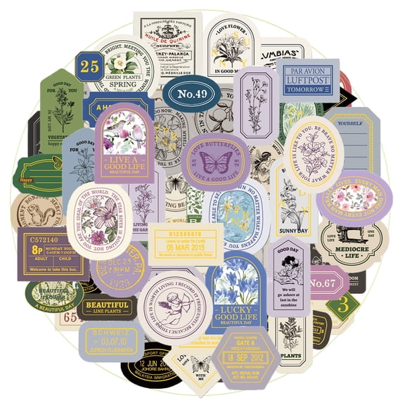 Junk Journal Stickers for Scrapbooking, 6 Boxes of Vintage Scrapbook Paper for Planner Bullet DIY Collage Card, Warm Color Label Aesthetic Paper Diary Planner Decorative Supplies 40 Pcs/Box