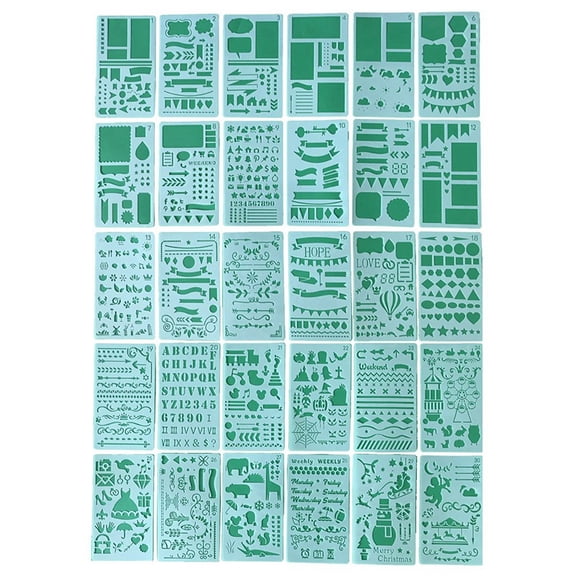 Junk Journaling Stencil Set Template Geometry Shape Planner Stencil Scrapbooking Stencils for Painting and Decor 1-30