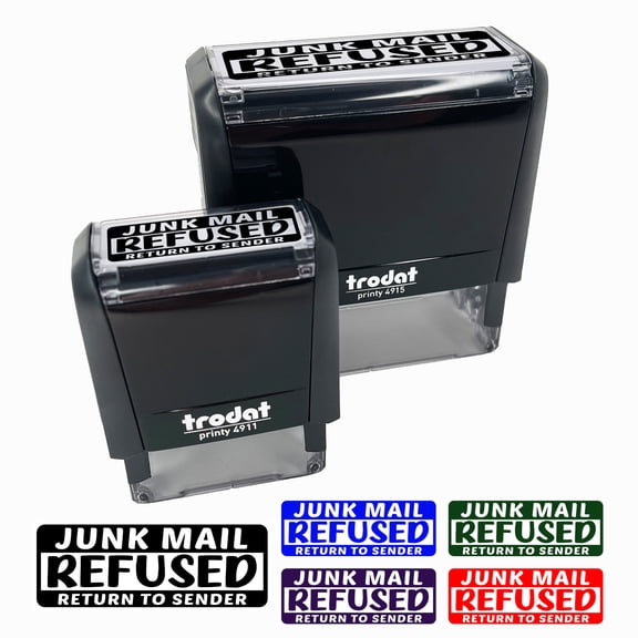 Junk Mail Refused Return to Sender Self-Inking Rubber Stamp Ink Stamper for Business Office - Orange Ink - Small 1-1/2 Inch