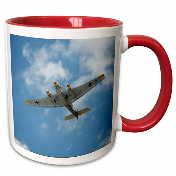 3drose, Junkers Ju-52 Trimotor at Fleming Field, War Plane - Us50 Bfr0036 - Bernard Friel, 15oz Two-tone Red Mug