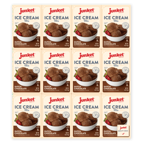 Junket All Natural Gluten Free Dutch Chocolate Ice Cream Mix, 4 oz [Pack of 12]