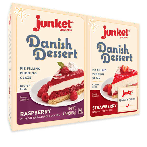 Junket Danish Dessert Mix Strawberry and Raspberry (Variety Pack of 2)