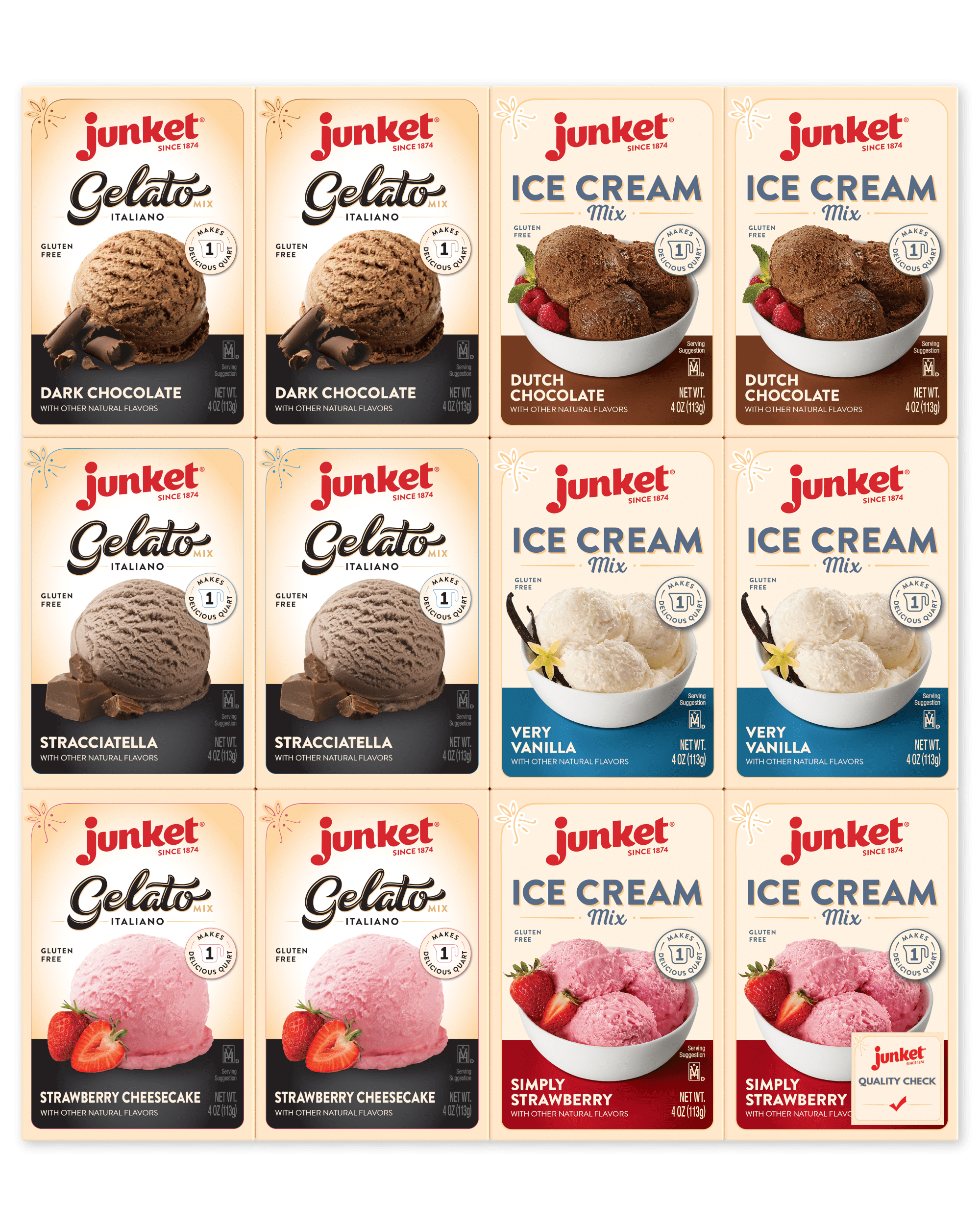 Junket Ice Cream and Gelato Mix Ultimate Bundle: 2 Chocolate, 2 ...