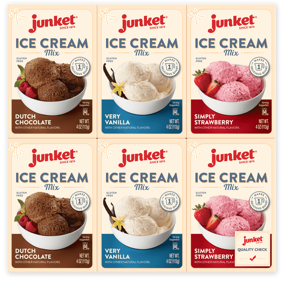 Junket Ice Cream Mix Bundle - 2 Vanilla, 2 Chocolate, 2 Strawberry (6 Total)