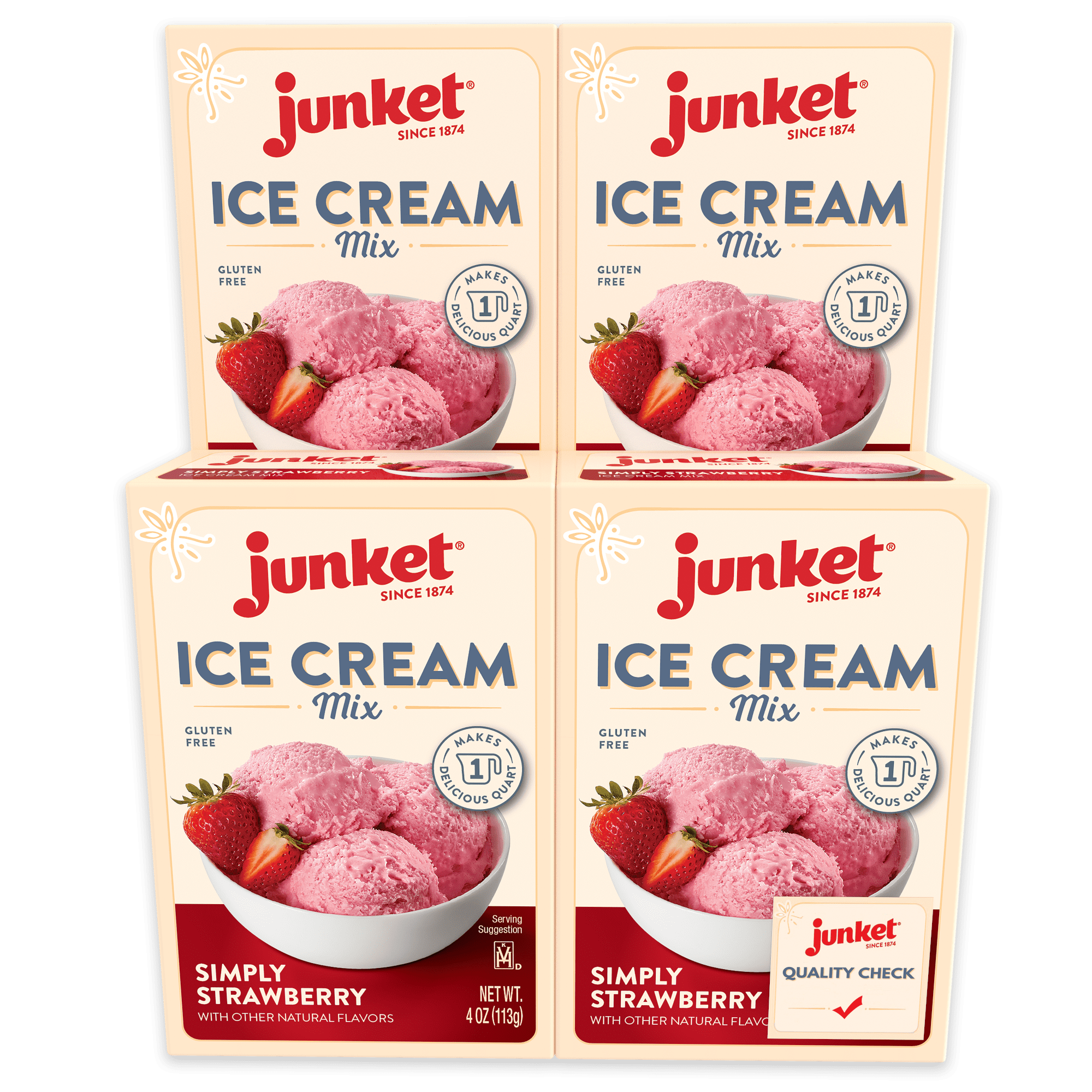 Junket Ice Cream Mix Simply Strawberry, 4 Ounce (Pack of 4)