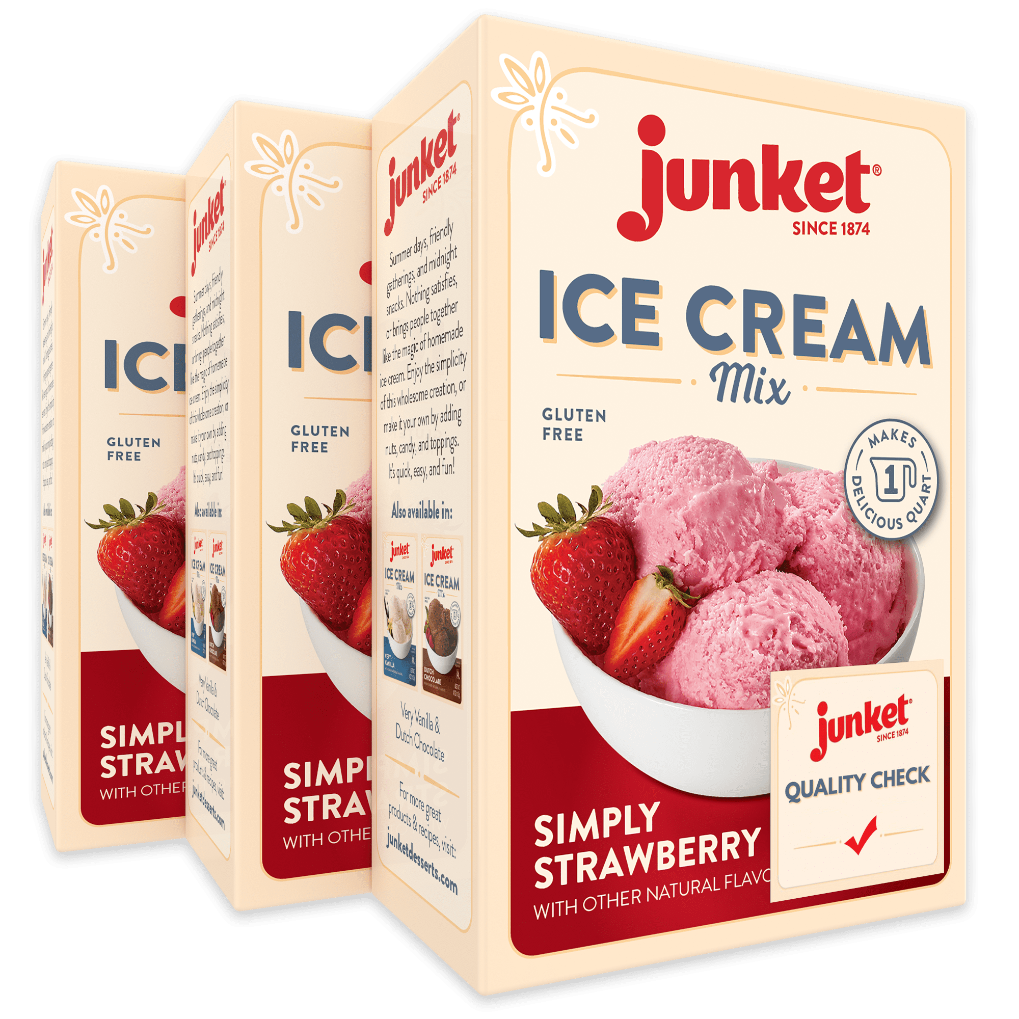 Junket Ice Cream Mix Strawberry, 4 Ounce Box Yields 1 Quart (Pack of 3)