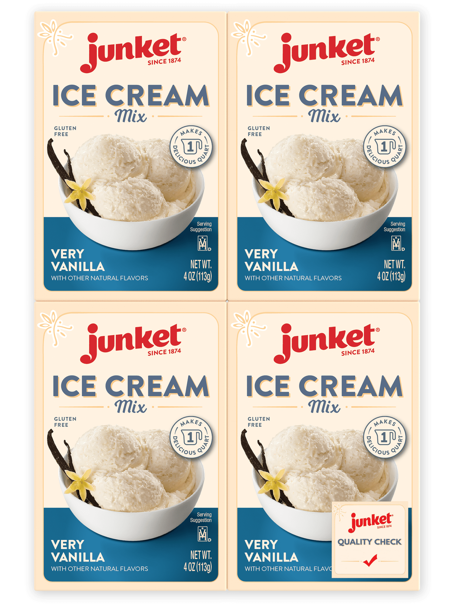 Junket Ice Cream Mix Very Vanilla, 4 Ounce (Pack of 4)