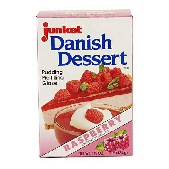 Junket Raspberry Danish Dessert Mix for Pudding, Pie Filling or Glazes- Two 4.75 oz. Boxes