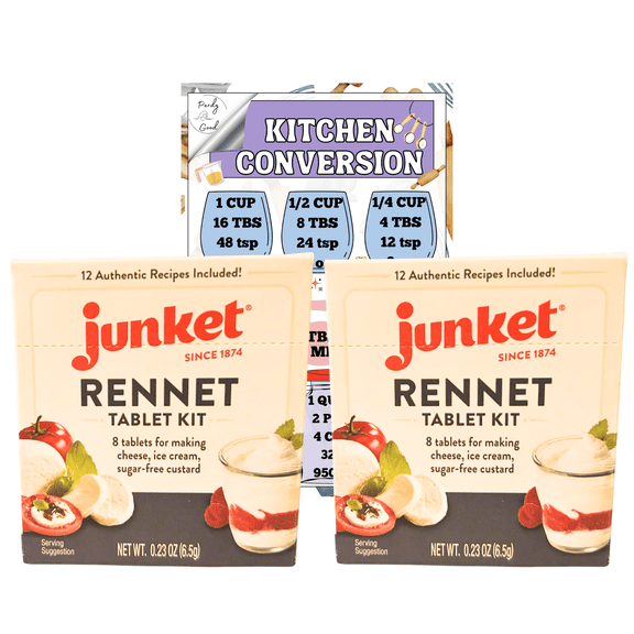 Junket Rennet Tablets, 0.23 Ounce (Pack of 2) with Perdy Good Kitchen Chart