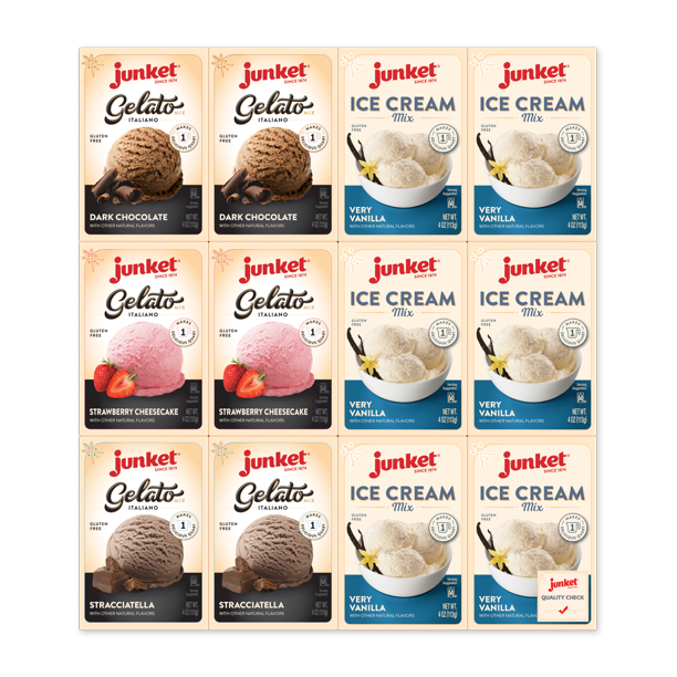 Junket Vanilla Ice Cream Mix and Gelato Mix Sampler Bundle 6 Vanilla