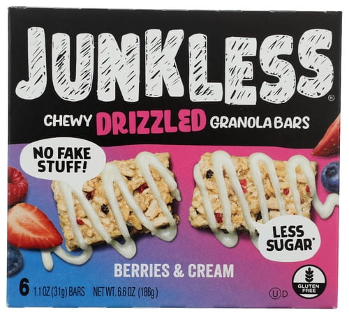 Junkless Bar Granola Berries & Cream 6.6 oz (Pack of 8)