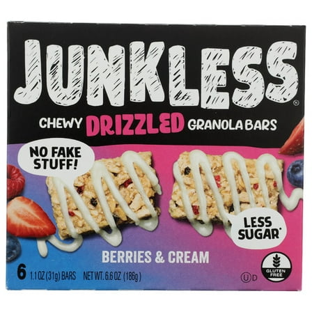 Junkless Bar Granola Berries & Cream 6.6 oz (Pack of 8)